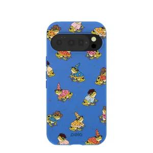Simple Finish Soft touch layer Electric Blue Fancy Frogs Google Pixel 10/10 Pro Case