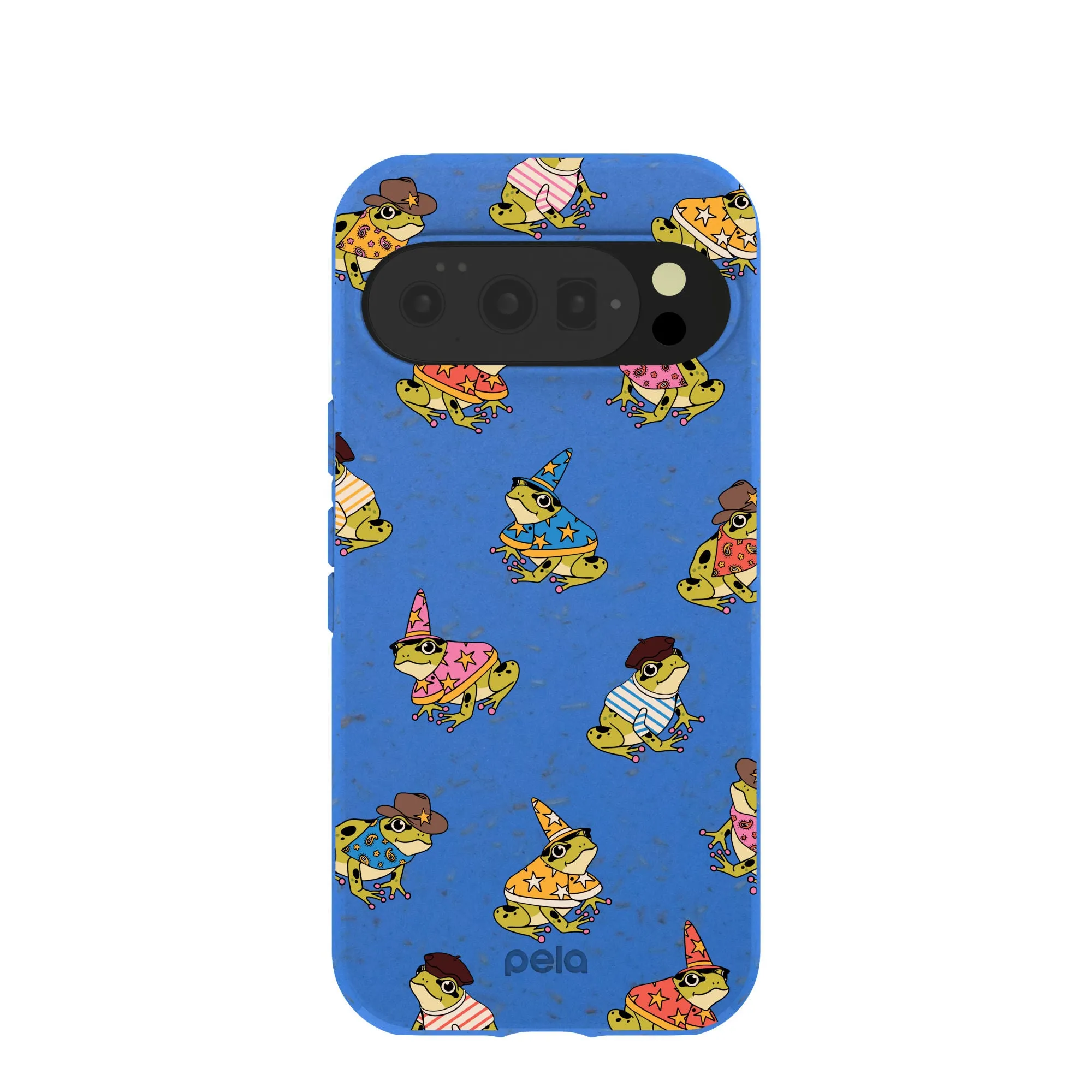 Simple Finish Soft touch layer Electric Blue Fancy Frogs Google Pixel 10/10 Pro Case