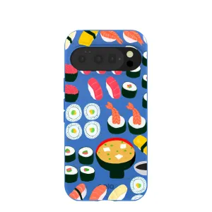 Marble finish Minimal Pattern Texture Electric Blue Sushi Night Google Pixel 10/10 Pro Case