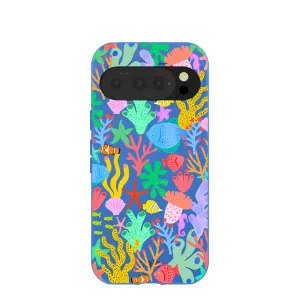 Electric Blue Underwater Blooms Google Pixel 10/10 Pro Case Premium Shield Durable Finish