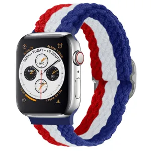 Travel Essential Apple Watch Braided Nylon Strap (Red/White/Blue)