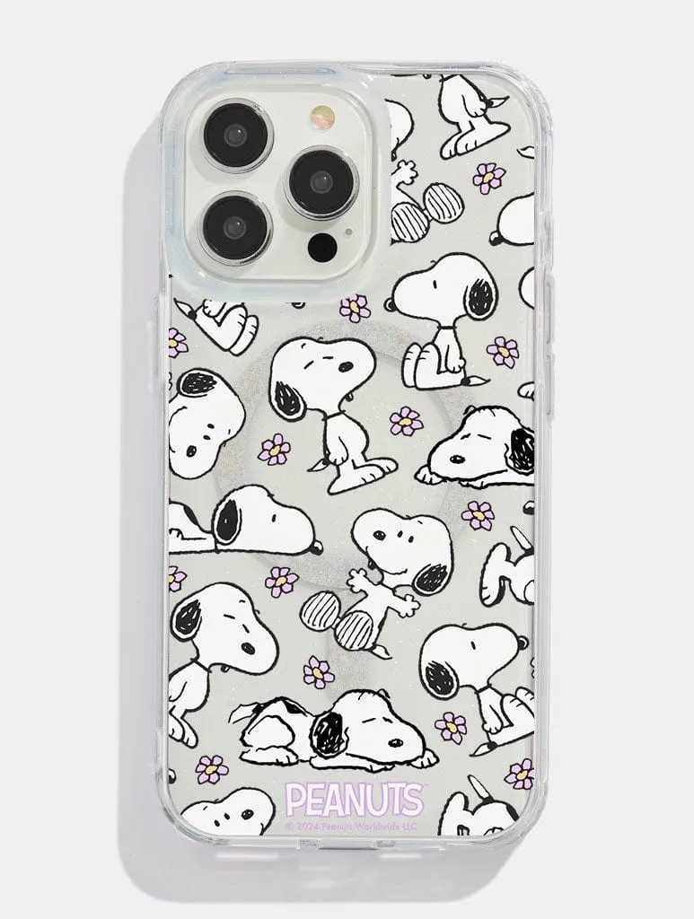 Matte Detail Peanuts x Skinnydip Snoopy Lilac Daisy Glitter MagSafe iPhone Case