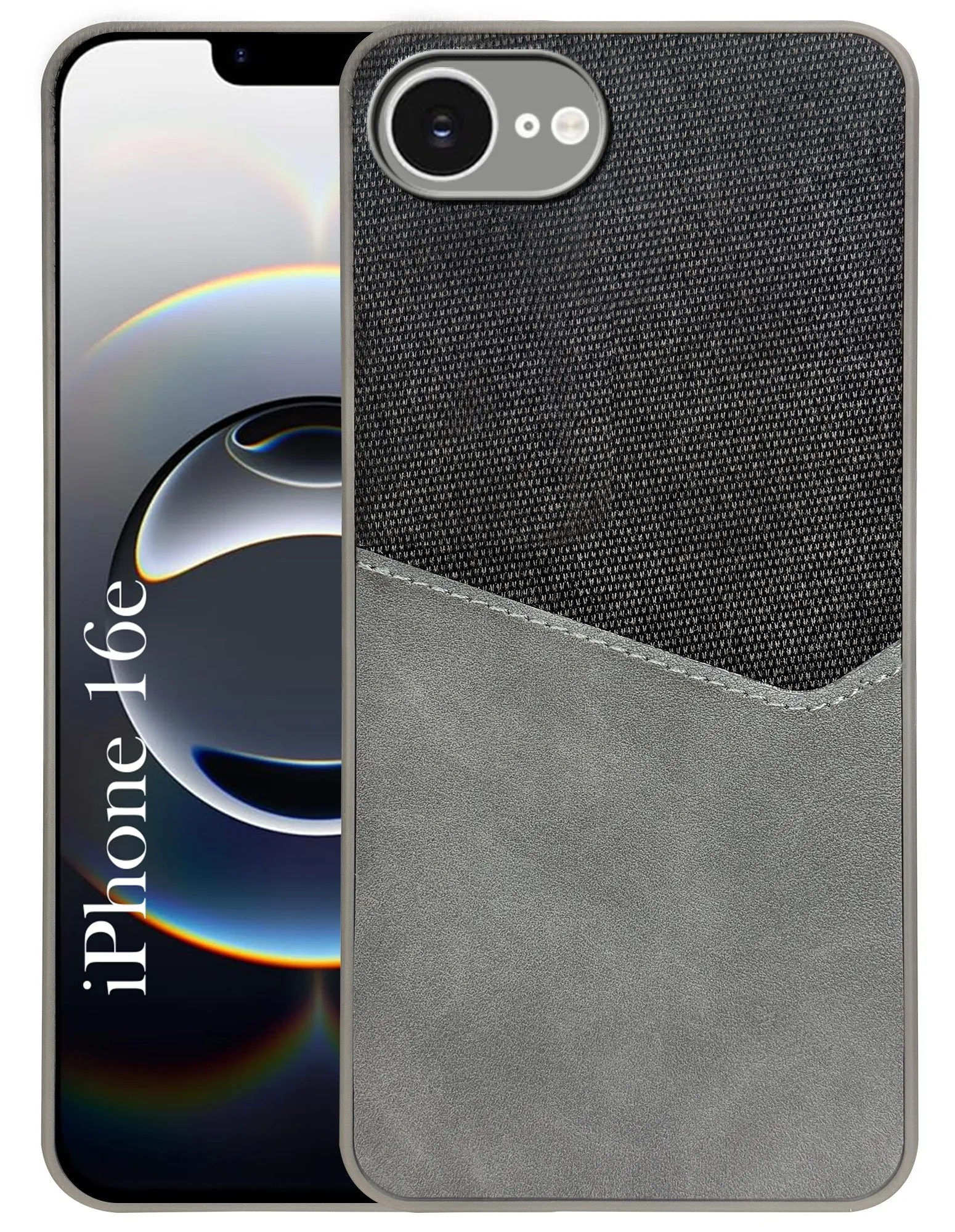 Stylish Layer Texture Minimal Build Texture For iPhone 16e Back Cover Case  (Dual PU Leather Stitch | Professional Minimalist | Soft and Flexible)