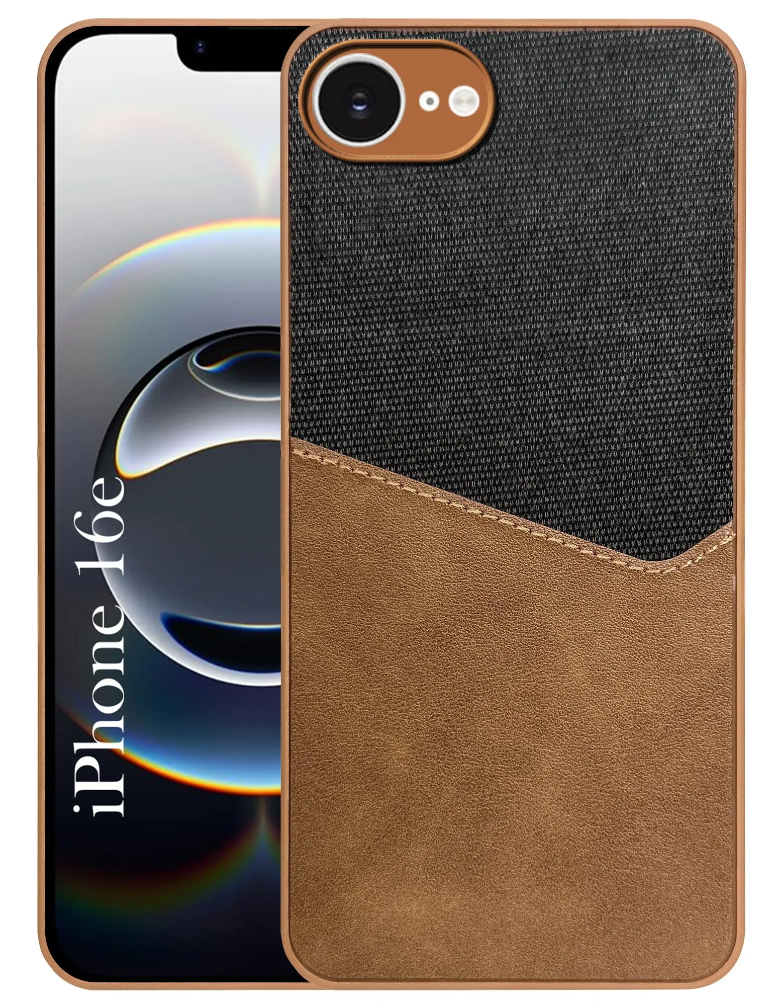 Protective Build Texture For iPhone 16e Back Cover Case  (Dual PU Leather Stitch | Professional Minimalist | Soft and Flexible)