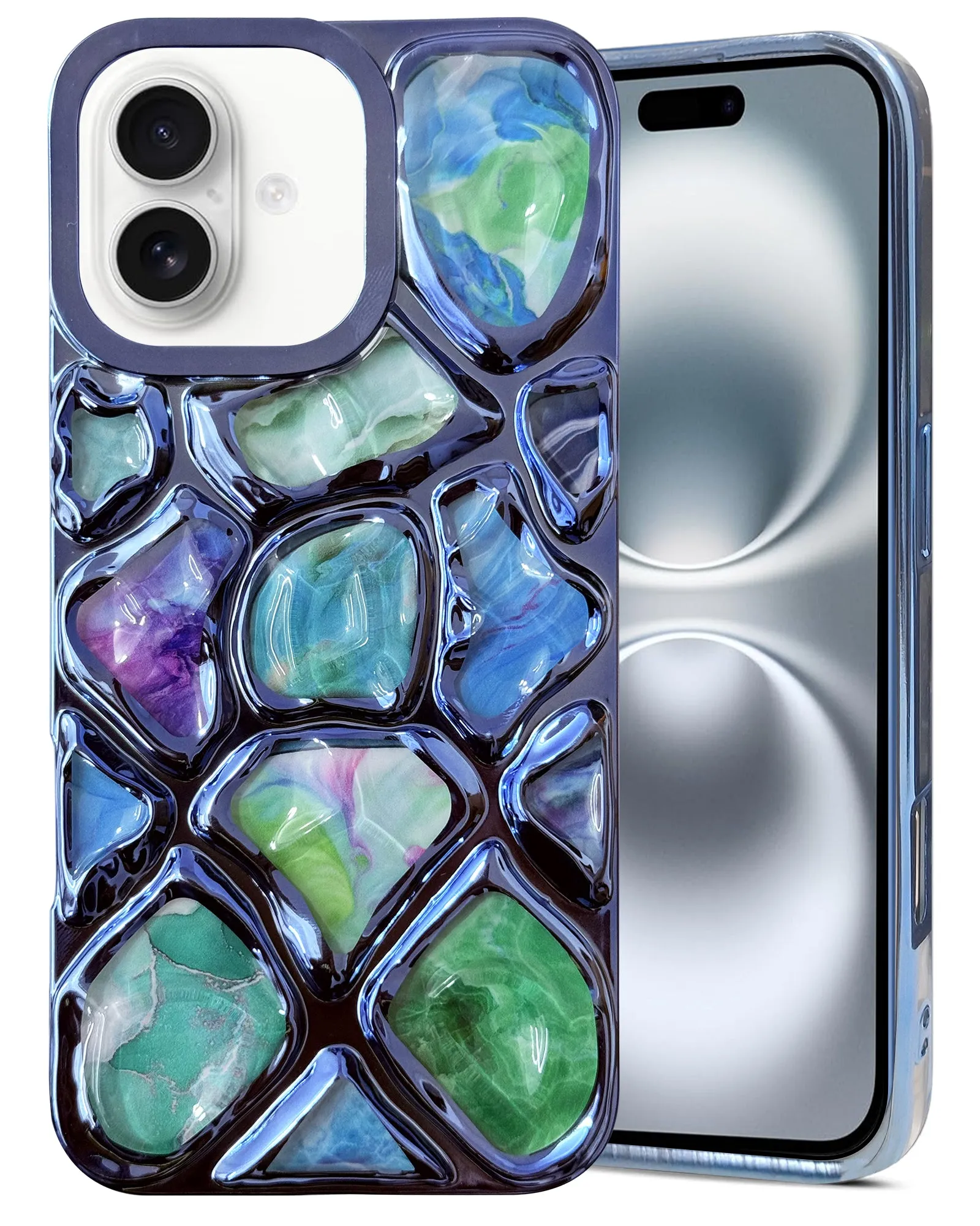 Outdoor Use Matte Texture Surface For Apple iPhone 16 Plus Back Cover Case ( Dual Design Glitter Sparkle and Detachable Diamond Print Case | Soft and Flexible)