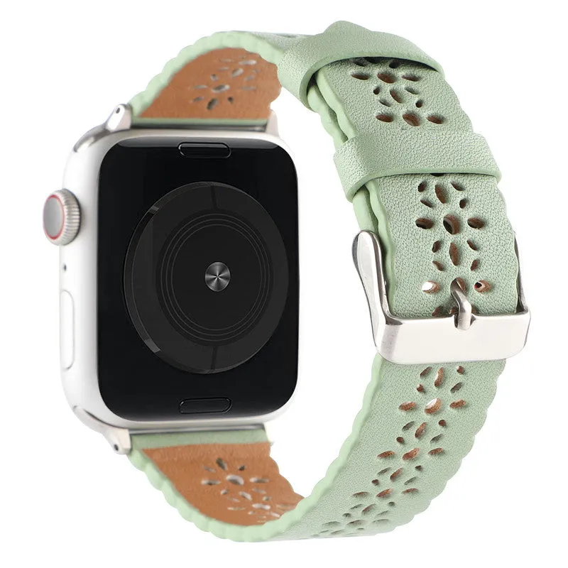 skin friendly Apple Watch Patterned Leather Strap (Light Green)