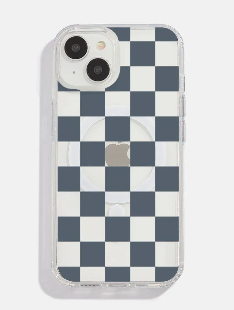 Blue Check MagSafe iPhone Case Elegant Look
