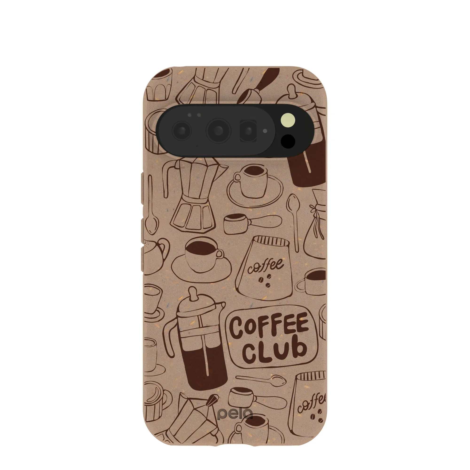 Chocolate Brown Coffee Club Google Pixel 10/10 Pro Case Rugged Texture Design Raised Edges