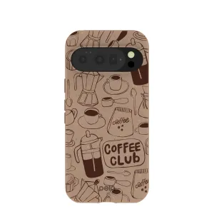 Chocolate Brown Coffee Club Google Pixel 10/10 Pro Case Rugged Texture Design Raised Edges