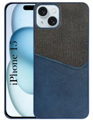 For Apple iPhone 15 Back Cover Case (Dual PU Leather Stitch | Professional Minimalist | Soft and Flexible) Fashion Forward Smooth Outline