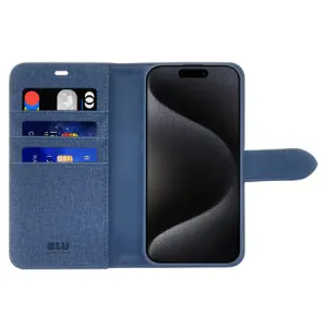 Hybrid Detail Marble Texture Folio 2 in 1 w/MagSafe Case Lazuli Blue for iPhone 16 Pro Max