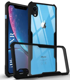 Elegant Pattern Smooth Look Texture For Apple iPhone XR Back Cover Case ( Shockproof with Polycarbonate Clear Panel | Professional Black)