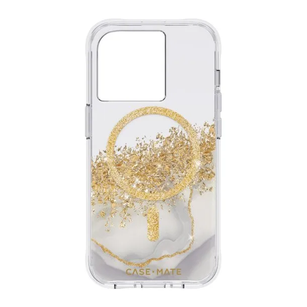Gloss Finish Wireless Charging Compatible iPhone 13/14/15 Variations Case-Mate Karat MagSafe Case - Marble