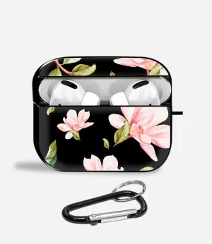 Midnight Magnolia Aipods Glass Case soft textured travel case