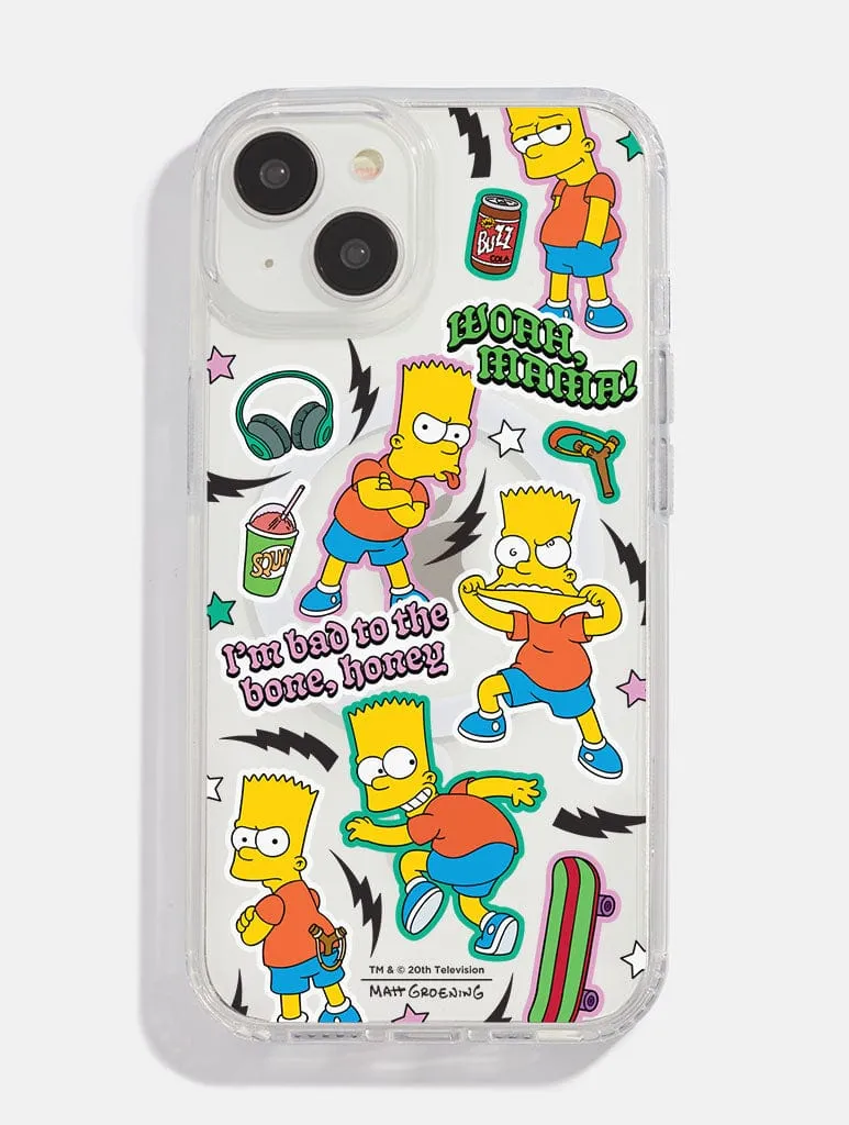 Sleek Texture Fashionable Texture The Simpsons Bart Sticker MagSafe iPhone Case