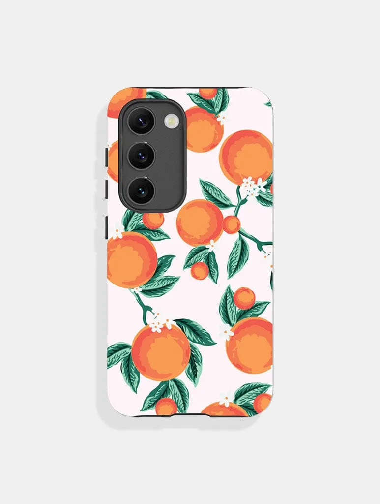 Shock Guard Refined Style Floral Orange Ultra Protective Android Case