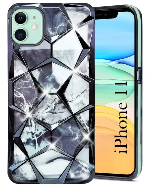 For Apple iPhone 11 Back Cover Case ( Dual Design Glitter Sparkle and Detachable Diamond Print Case | Soft and Flexible) Casual Wear