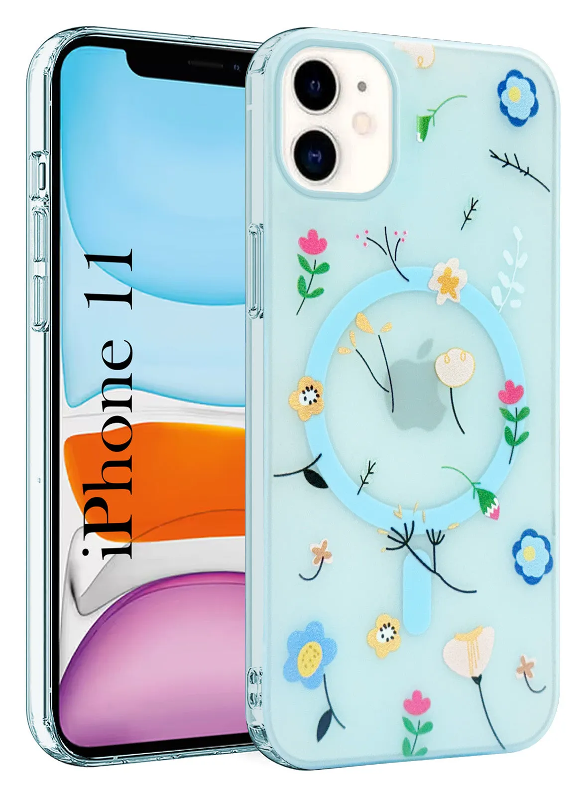 For Apple iPhone 11 (Cute Floral Design | Flower Print for Girls | MagSafe Compatible Wireless Charging) Travel Essential
