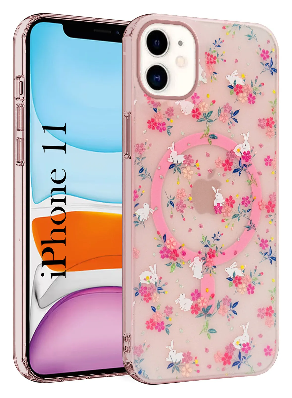 Premium Edge Design Soft Layer For Apple iPhone 11 (Cute Floral Design | Flower Print for Girls | MagSafe Compatible Wireless Charging)
