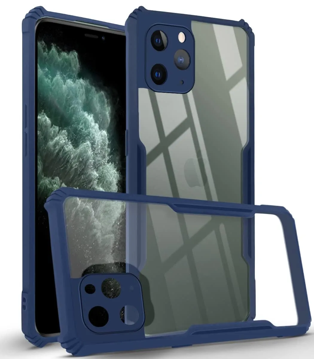 For Apple iPhone 11 Pro Max Back Cover Case (Crystal Glass Back | Camera Protection | Shockproof Bumpers) Wireless charging Functional Design