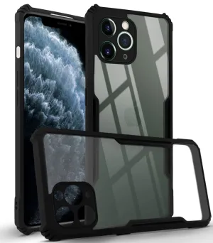 For Apple iPhone 11 Pro Max Back Cover Case (Crystal Glass Back | Camera Protection | Shockproof Bumpers) Minimal Build Texture