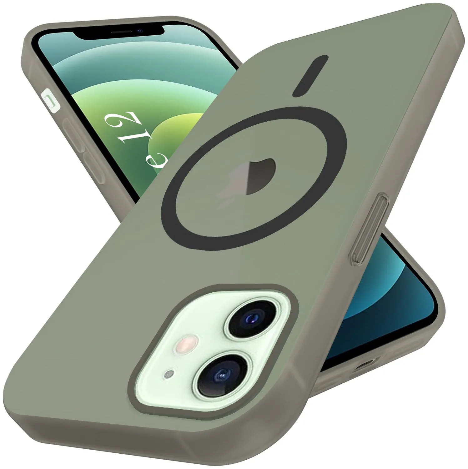 For Apple iPhone 12 Back Cover Case (Frosted Matte Feel | MagSafe Compatible Wireless Charging | Polycarbonate Material) Button Cover