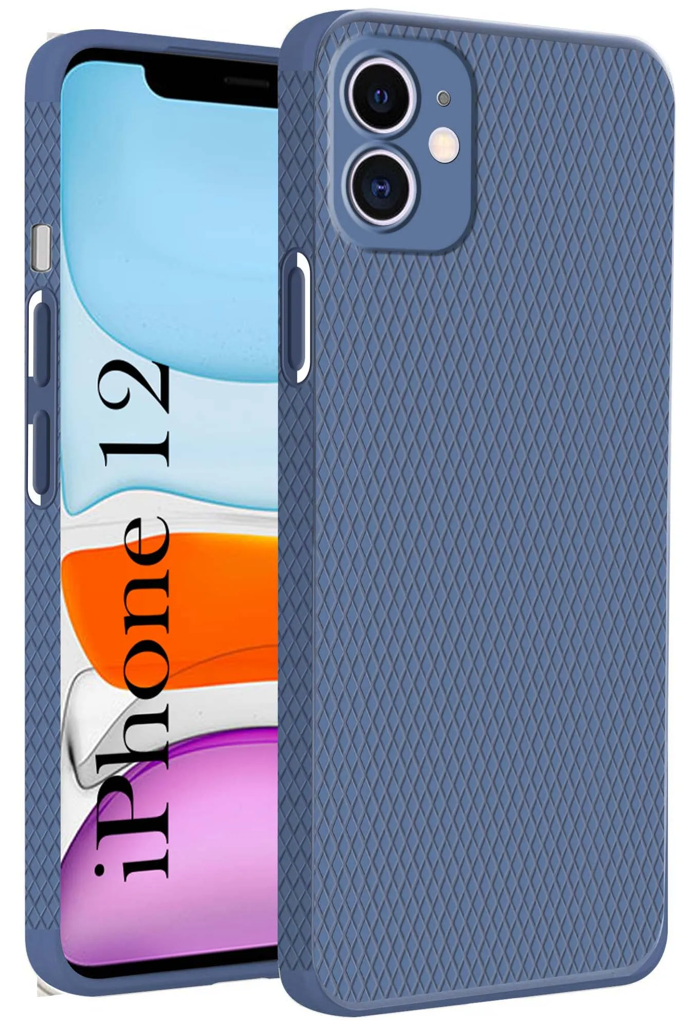 For Apple iPhone 12 Back Cover Case (Liquid Silicone | Side Grip | Camera Protection) Comfort Pattern Texture