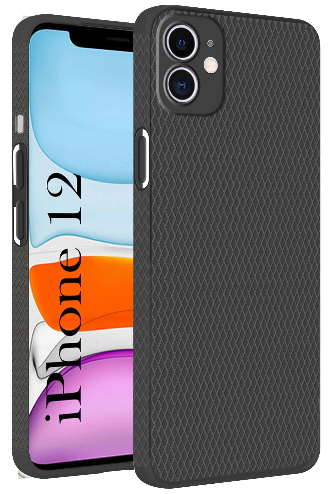 For Apple iPhone 12 Back Cover Case (Liquid Silicone | Side Grip | Camera Protection) High End Look Refined Form