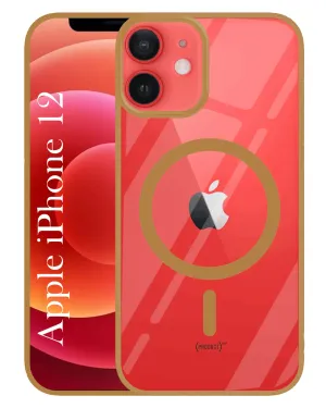 For Apple iPhone 12 Back Cover Case (MagSafe Compatible Wireless Charging | Hybrid Camera Bump Protection | Shockproof Polycarbonate Material) Comfort Grip Soft Protection Edge