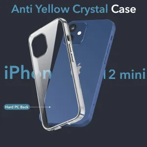 For Apple iPhone 12 Mini Back Cover Case (Hard Anti Yellow Clear Case | Drop & Camera Protection | Shockproof Polycarbonate) Rugged Edge Texture Modern Grip