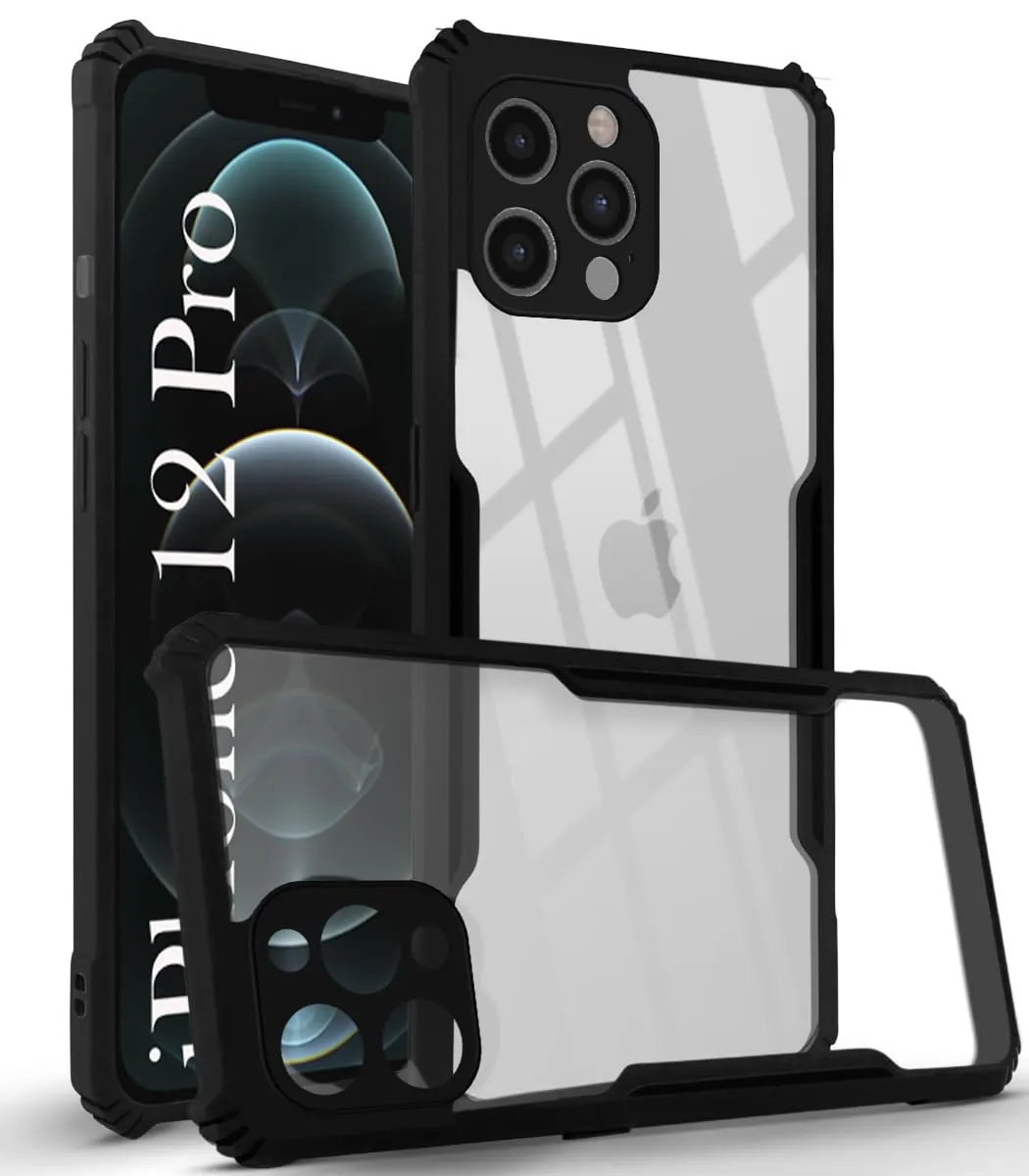 For Apple iPhone 12 Pro Back Cover Case (Shockproof with Polycarbonate Clear Panel) Vivid Design Texture