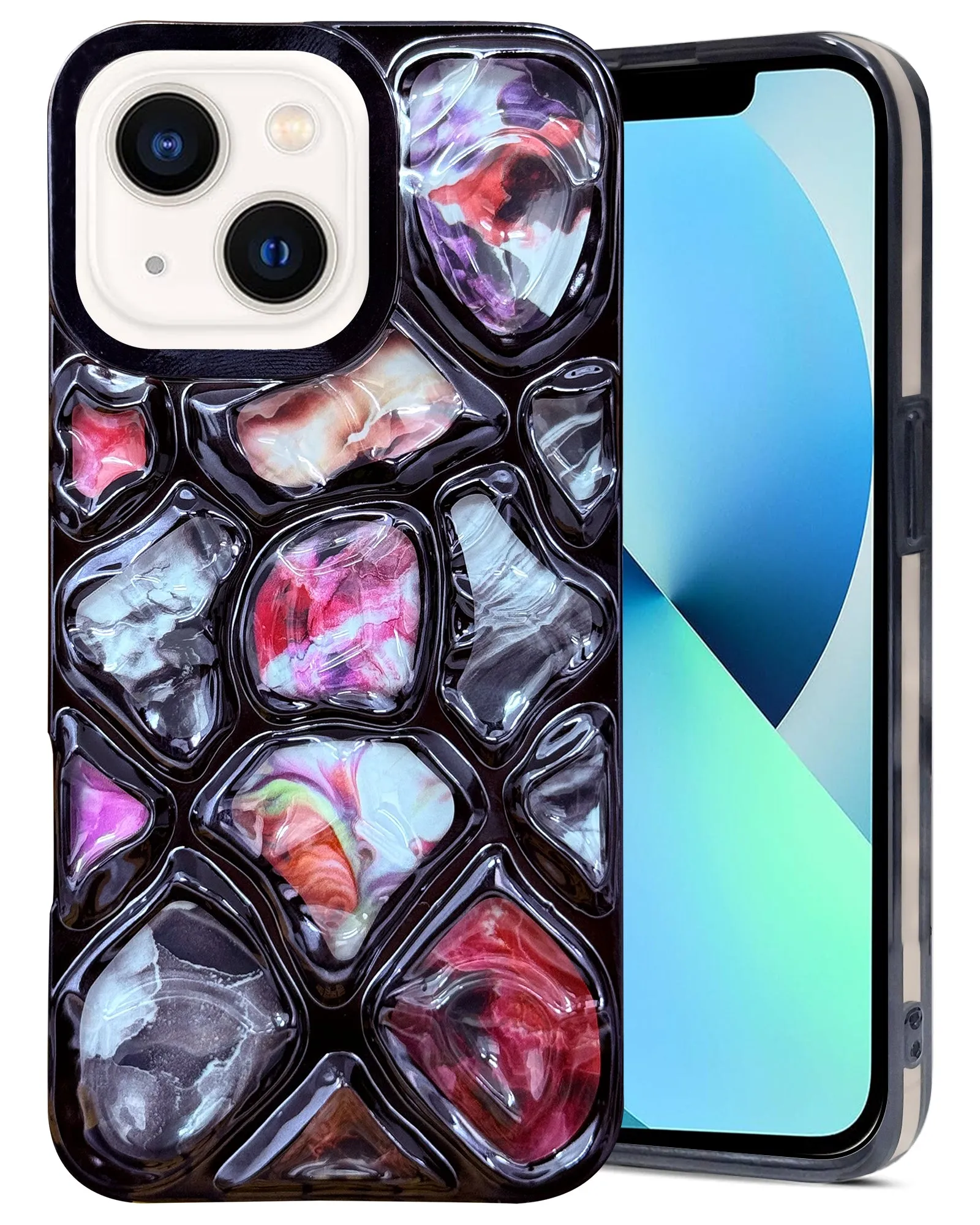 For Apple iPhone 13 Back Cover Case ( Dual Design Glitter Sparkle and Detachable Diamond Print Case | Soft and Flexible) Matte Shield Layer Matte Detail