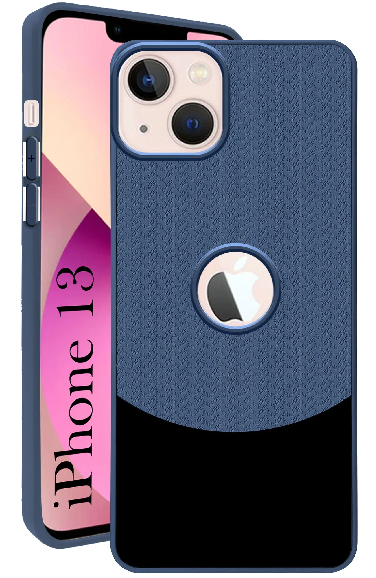 For Apple iPhone 13 Back Cover Case (Elegant PU Leather Finish | Premium Minimalist Professional | Camera Protection Bump) Clear Frame