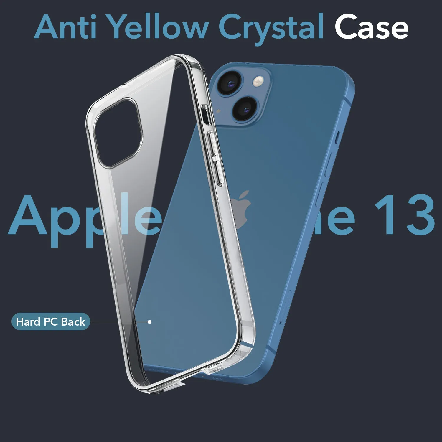 Durable Finish Layer Colorful Accent For Apple iPhone 13 Back Cover Case (Hard Anti Yellow Clear Case | Drop & Camera Protection | Shockproof Polycarbonate)