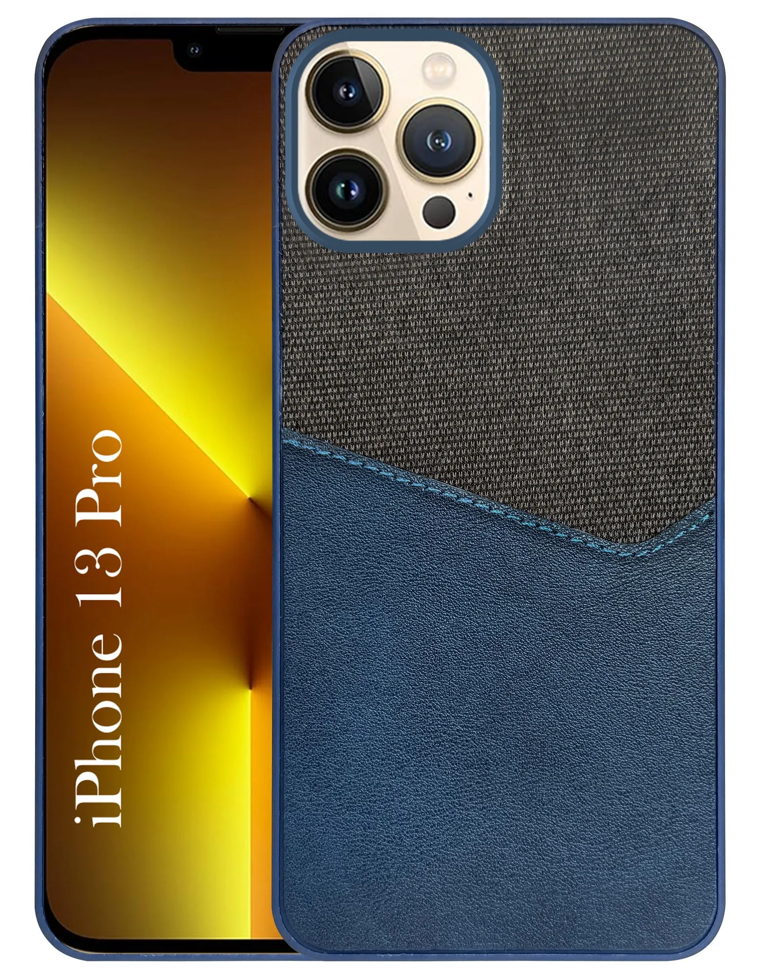 Flexible Touch Refined Texture For Apple iPhone 13 Pro Back Cover Case (Dual PU Leather Stitch | Professional Minimalist | Soft and Flexible)