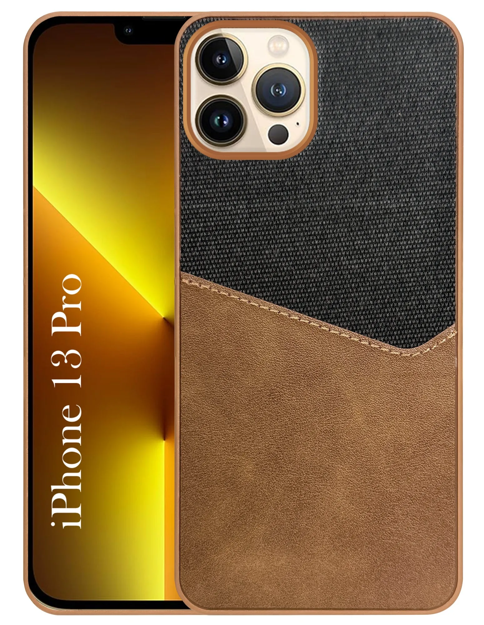 Trendy Layer Elegant Surface Texture For Apple iPhone 13 Pro Back Cover Case (Dual PU Leather Stitch | Professional Minimalist | Soft and Flexible)