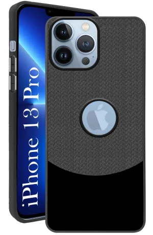 For Apple iPhone 13 Pro Back Cover Case (Elegant PU Leather Finish | Premium Minimalist Professional | Camera Protection Bump) Light Frame Classic Touch