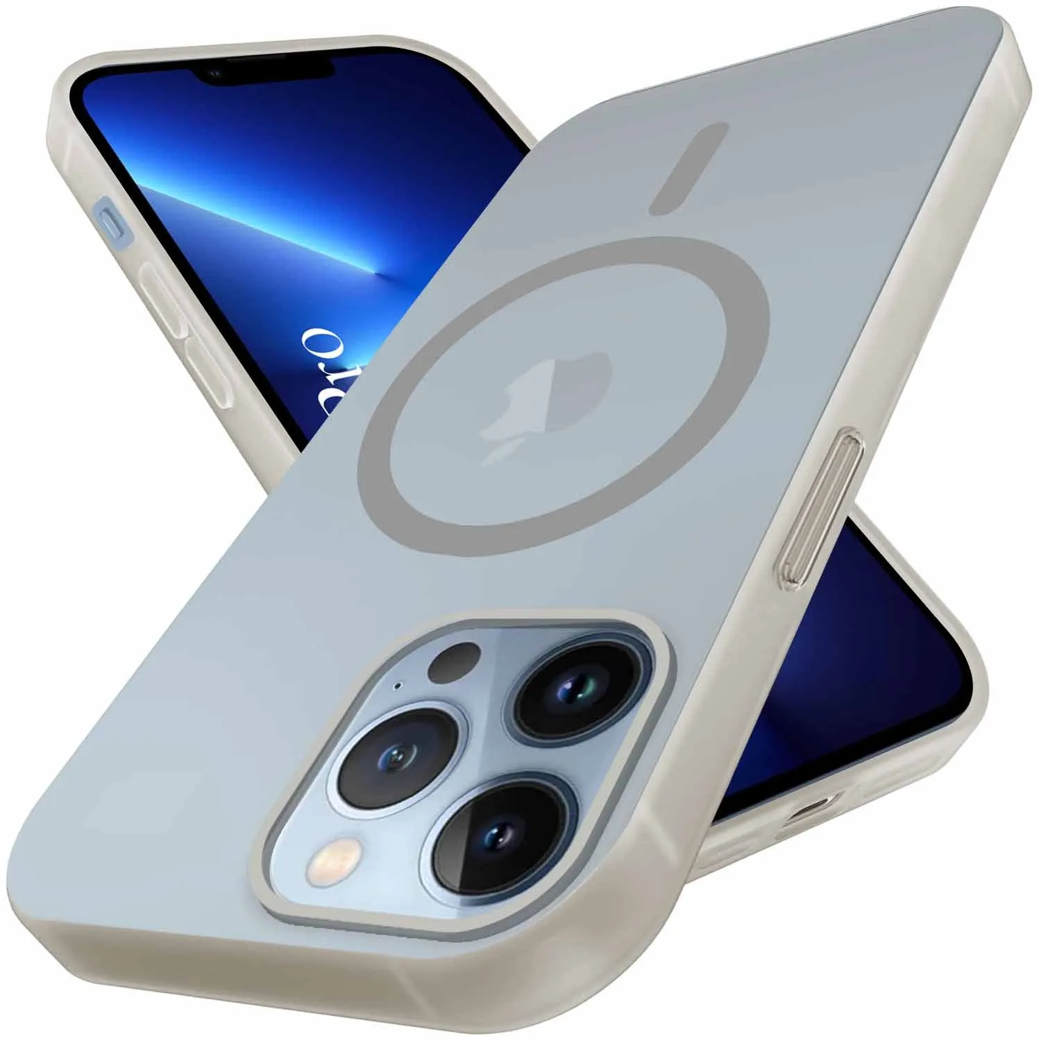 Rugged Texture Design Hybrid Edge Finish For Apple iPhone 13 Pro Back Cover Case (Frosted Matte Feel | MagSafe Compatible Wireless Charging | Polycarbonate Material)