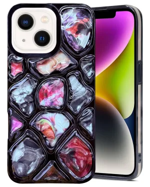 For Apple iPhone 14 Back Cover Case ( Dual Design Glitter Sparkle and Detachable Diamond Print Case | Soft and Flexible) Durable Surface Design Minimal Pattern