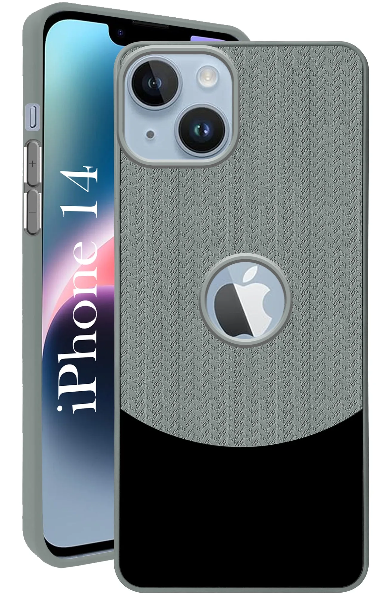 For Apple iPhone 14 Back Cover Case (Elegant PU Leather Finish | Premium Minimalist Professional | Camera Protection Bump) Textured Grip Hybrid Finish