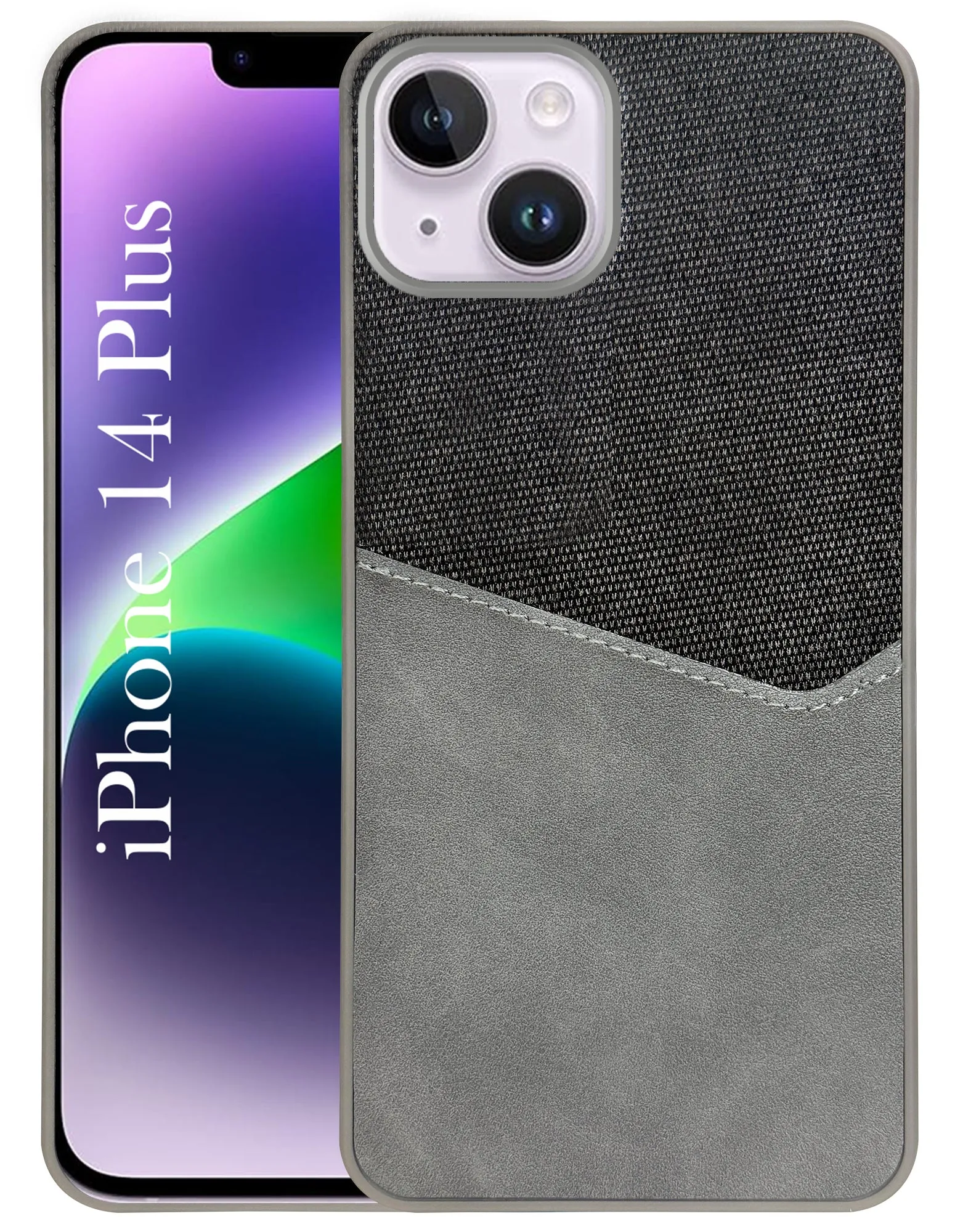 Office use Matte Pattern Layer For Apple iPhone 14 Plus Back Cover Case (Dual PU Leather Stitch | Professional Minimalist | Soft and Flexible)