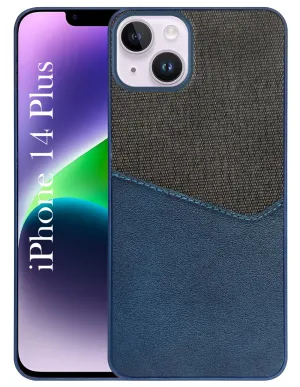 For Apple iPhone 14 Plus Back Cover Case (Dual PU Leather Stitch | Professional Minimalist | Soft and Flexible) Trendy Texture Finish
