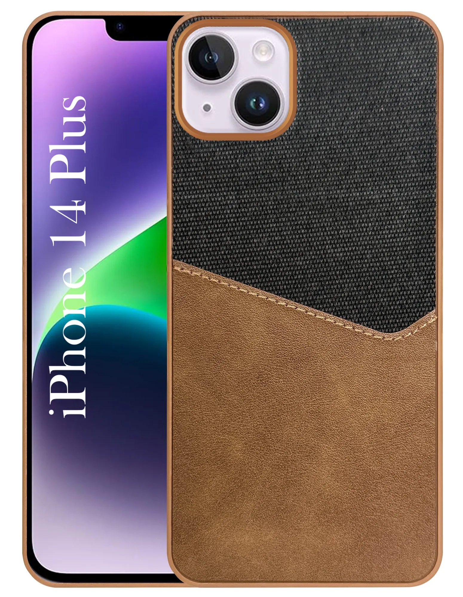 Rugged Surface Build For Apple iPhone 14 Plus Back Cover Case (Dual PU Leather Stitch | Professional Minimalist | Soft and Flexible)