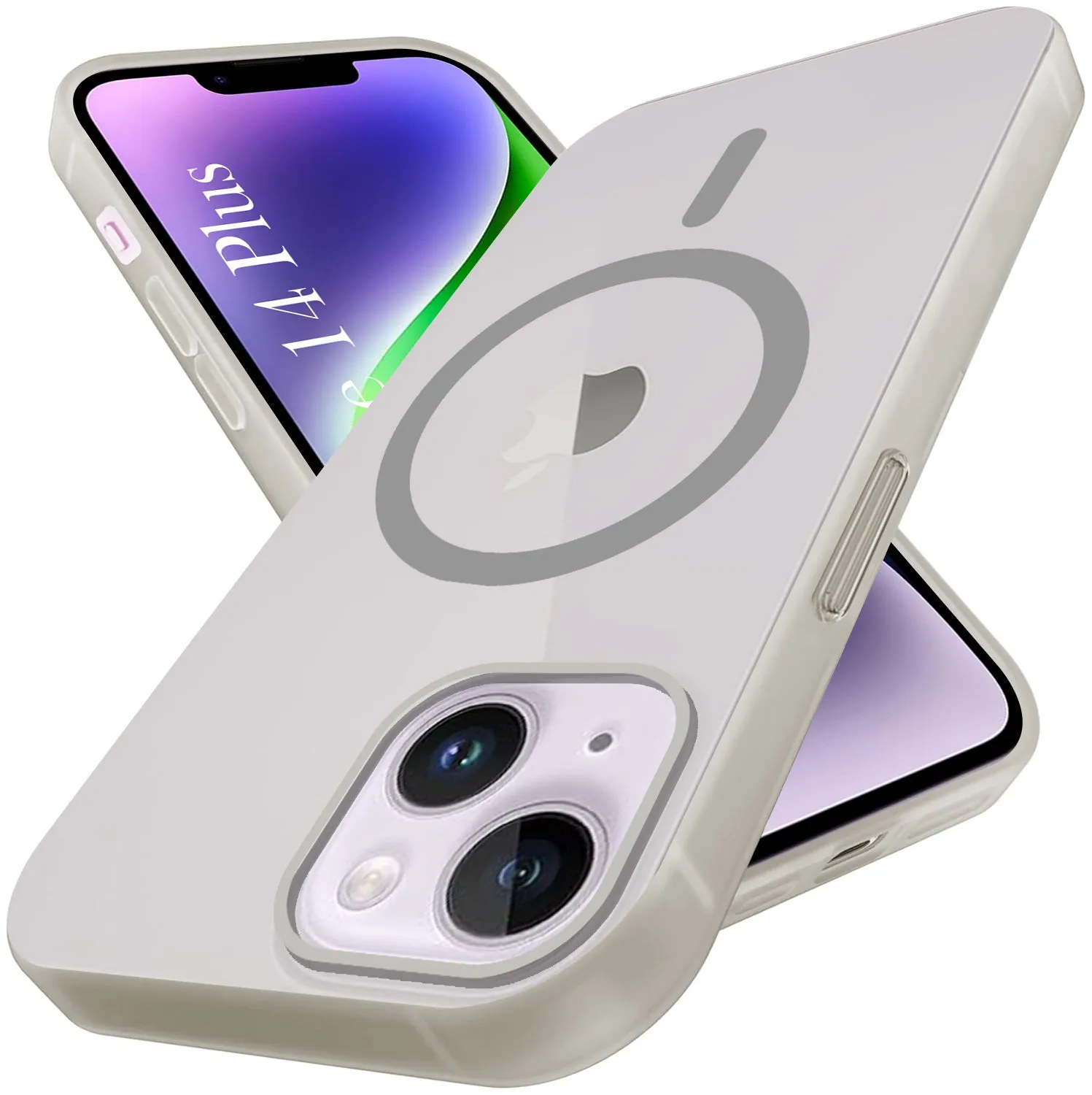 For Apple iPhone 14 Plus Back Cover Case (Frosted Matte Feel | MagSafe Compatible Wireless Charging | Polycarbonate Material) Transparent Look Compact Look