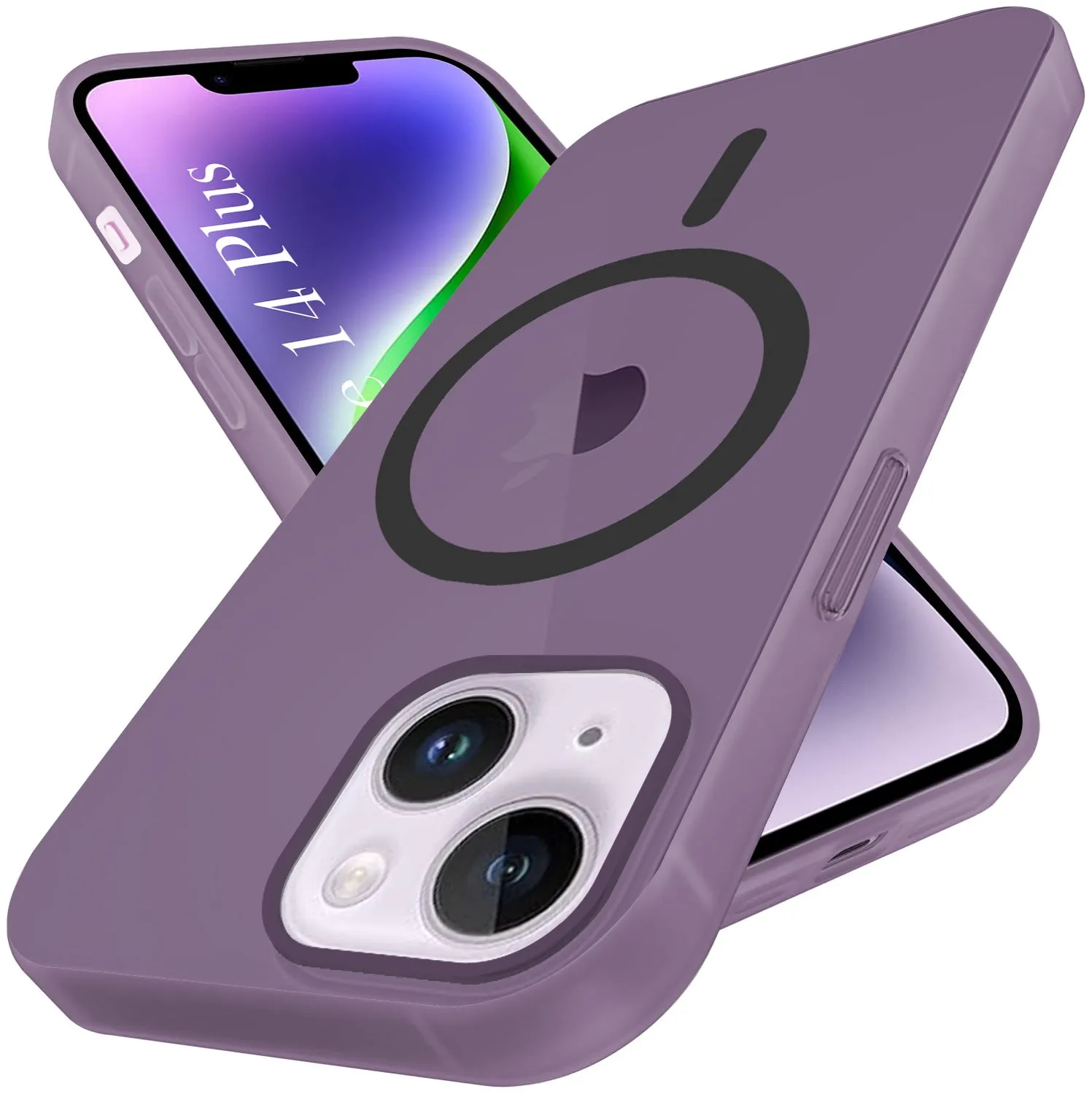 For Apple iPhone 14 Plus Back Cover Case (Frosted Matte Feel | MagSafe Compatible Wireless Charging | Polycarbonate Material) Shockproof Edge Shockproof Corners