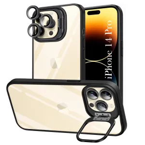Recyclable Material Water shield For Apple iPhone 14 Pro Back Cover Case (Camera Lens Glass | Metal Stand Holder | Shockproof Hybrid | Anti Yellow |)