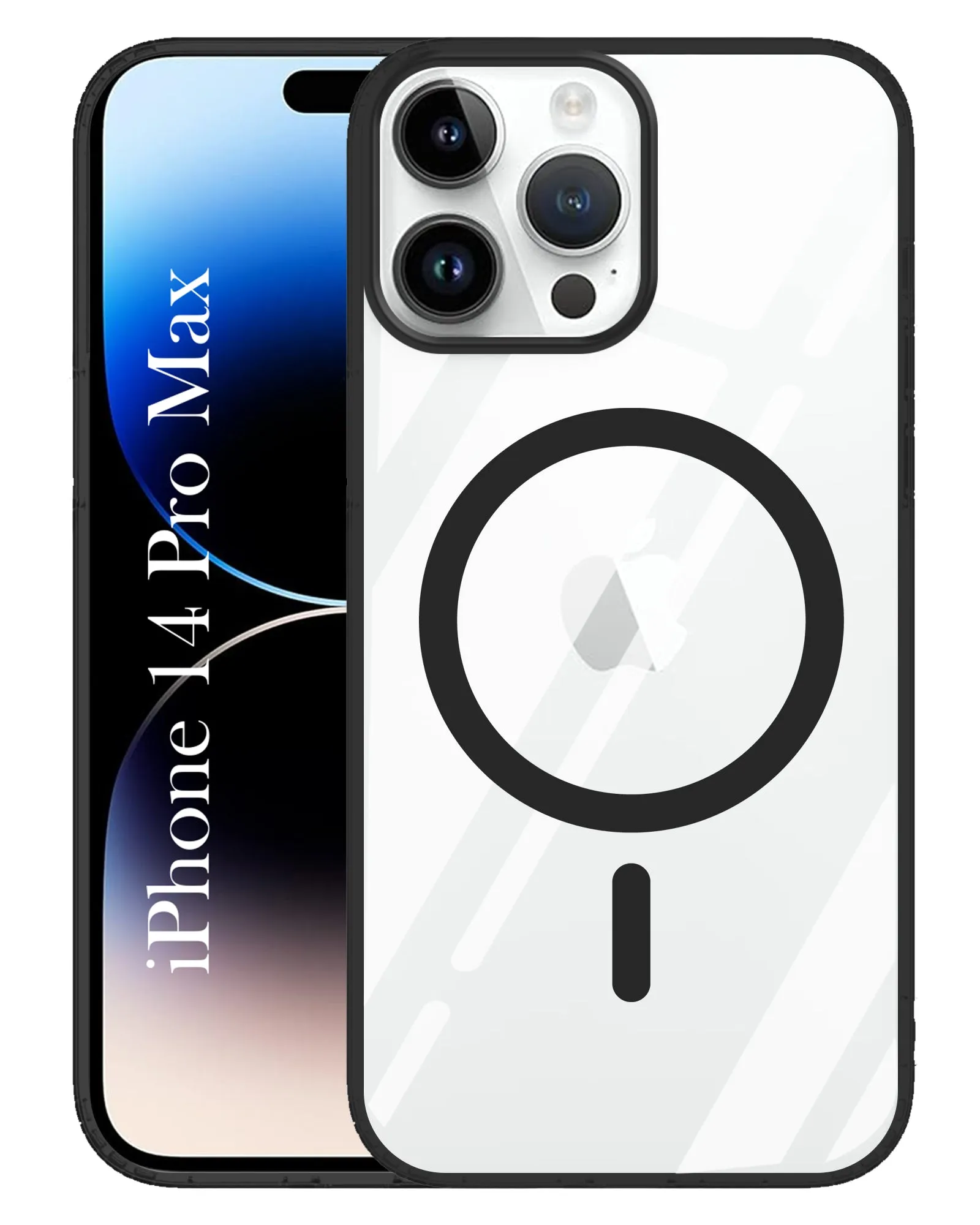 For Apple iPhone 14 Pro Max Back Cover Case (Black MagSafe Compatible Wireless Charging | Hybrid Camera Bump Protection | Shockproof Polycarbonate Material) Hybrid Form