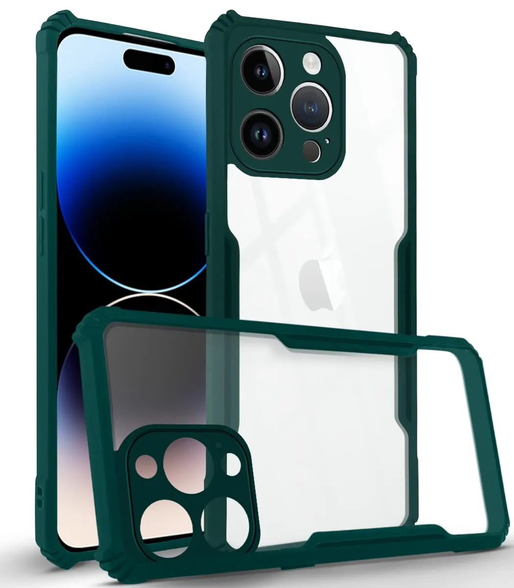 Shock Absorber Modern Frame For Apple iPhone 14 Pro Max Back Cover Case (Textured Grip Design | Camera Protetion | Slim and Light Weight | Soft Touch and Feel)