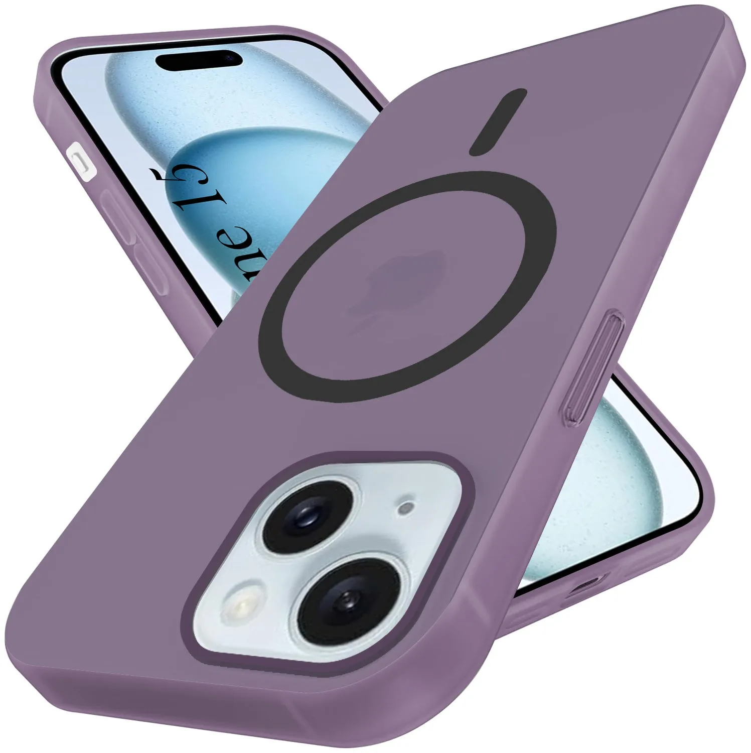 For Apple iPhone 15 Back Cover Case (Frosted Matte Feel | MagSafe Compatible Wireless Charging | Polycarbonate Material) Rugged Frame anti dust