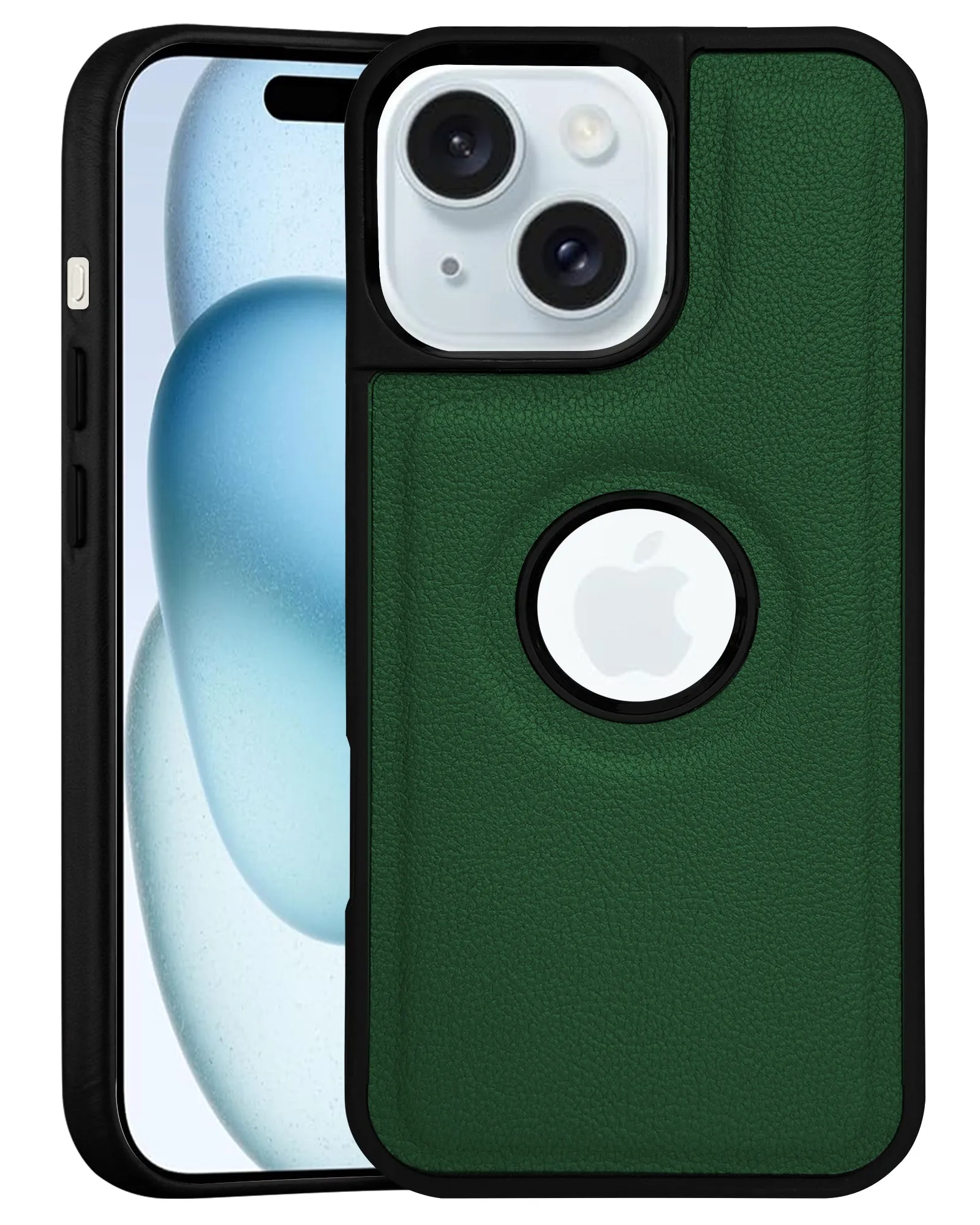 Daily Carry Flexible Fit For Apple iPhone 15 Back Cover Case (Minimalist Design Stitched Leather | Shockproof Raised Edges for Camera & Screen Protection)